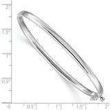 14k White Gold 3.6mm Polished Solid Hinged Oval Bangle Bracelet XB254