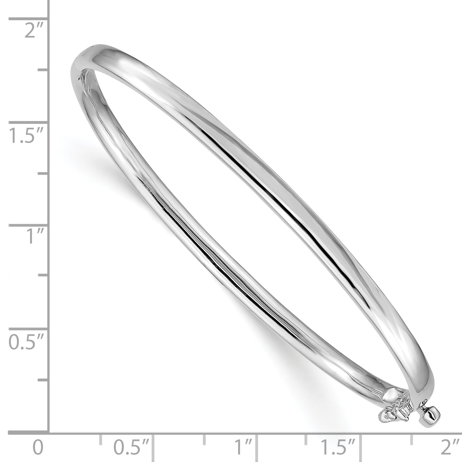 14k White Gold 3.6mm Polished Solid Hinged Oval Bangle Bracelet XB254