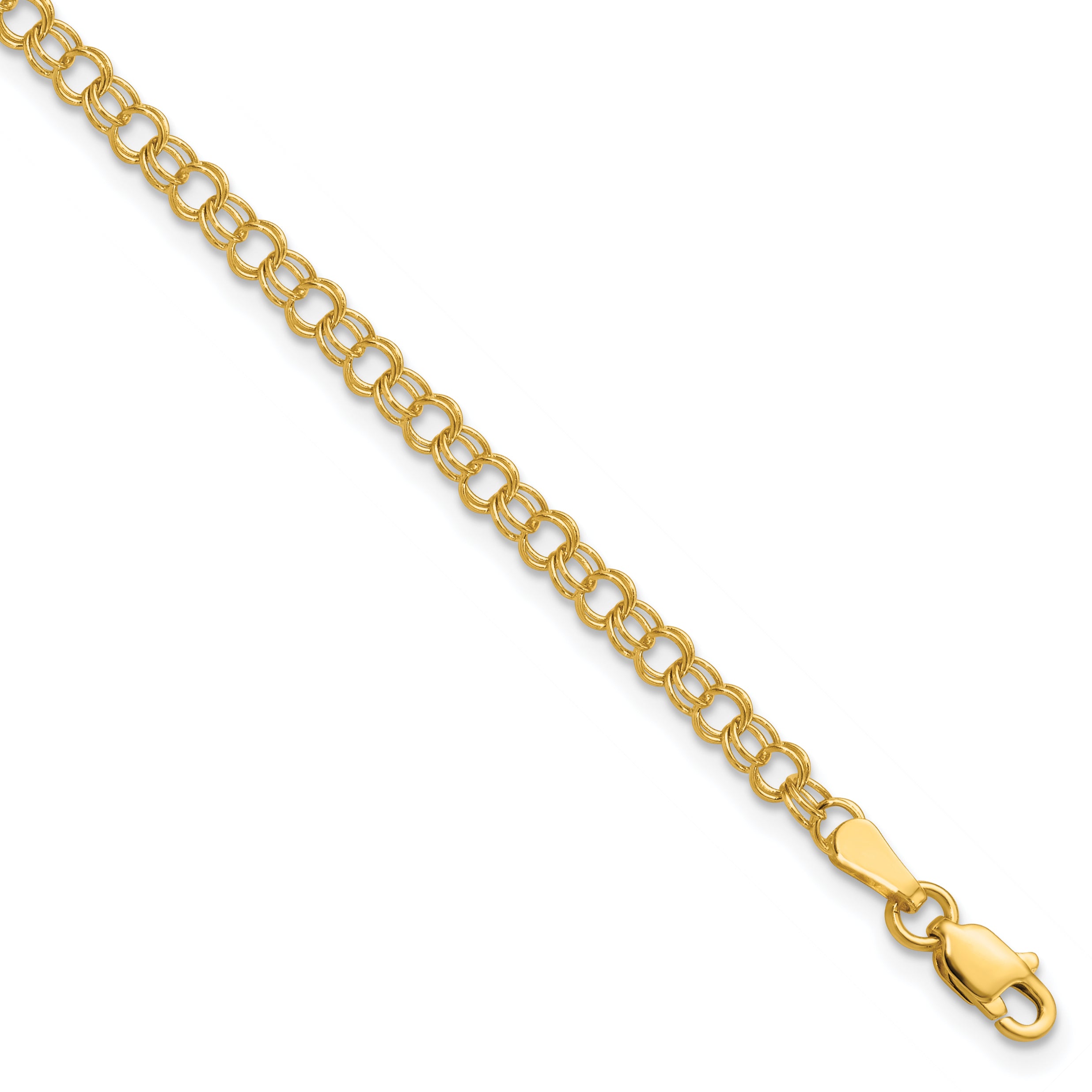 14k 3.5mm Solid Double Link 7 inch Charm Bracelet DO554