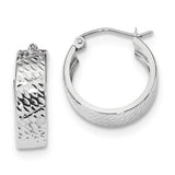 14k White Gold Diamond-cut Hoop Earrings TF1072W