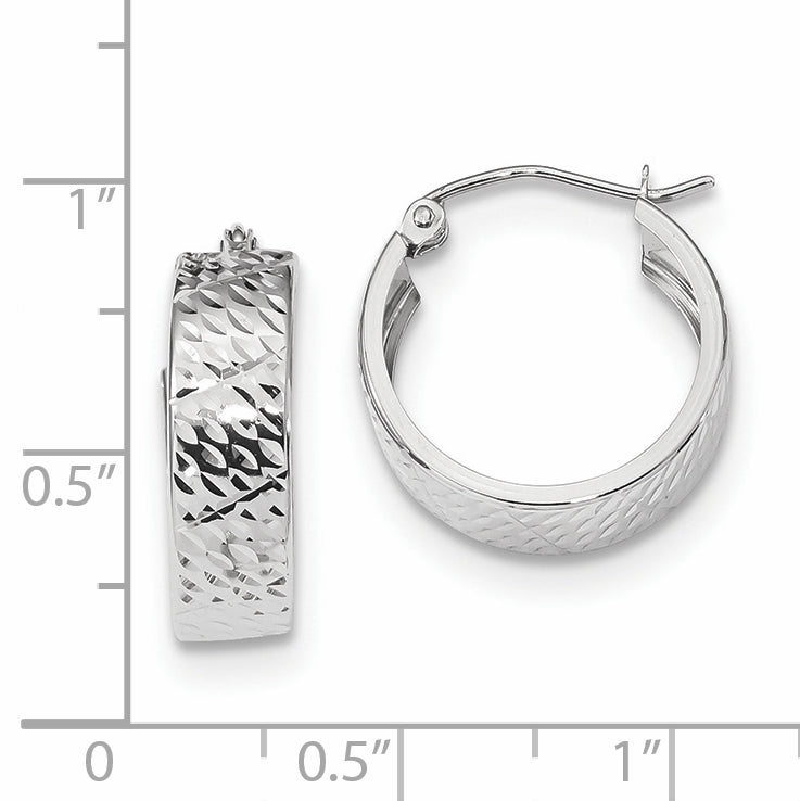 14k White Gold Diamond-cut Hoop Earrings TF1072W