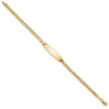 14k Polished Semi-Solid Chain/Solid Plate Anchor Link Soft Diamond Shape 25.5x7.8mm Plate 7 inch ID Bracelet DCID105C