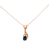 14K Rose Gold Pear Sapphire & Diamond Pendant Necklace