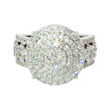 1.57 CTW Round Diamond Cluster Engagement Ring in 14K White Gold