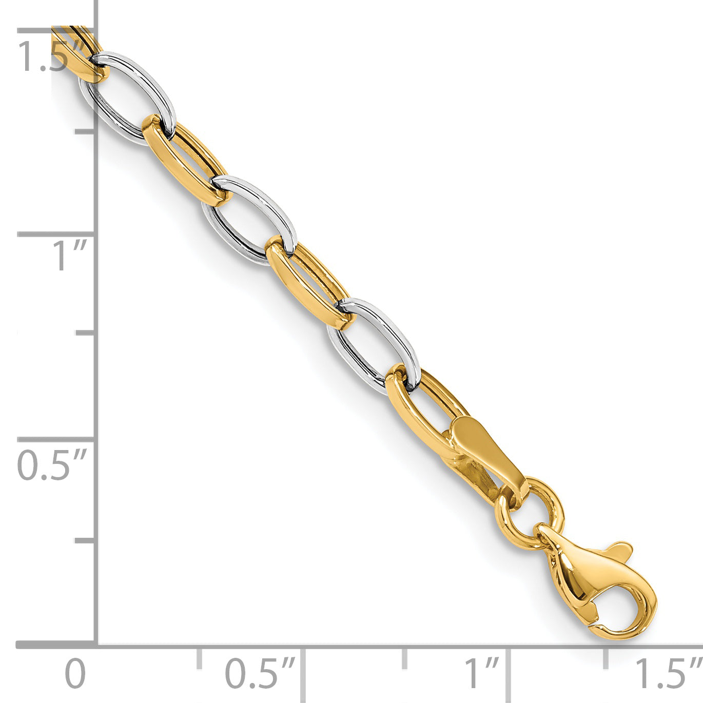 14k Two-tone Polished Oval Cable Link 7.25 inch Bracelet FB1390