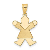 14k The Kids Solid Satin Small Girl Engravable Joy Charm XK116