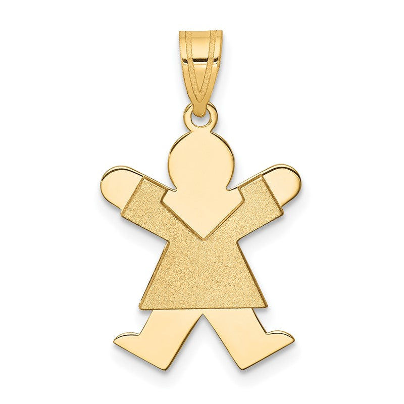 14k The Kids Solid Satin Small Girl Engravable Joy Charm XK116