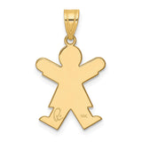 14k The Kids Solid Satin Small Girl Engravable Joy Charm XK116