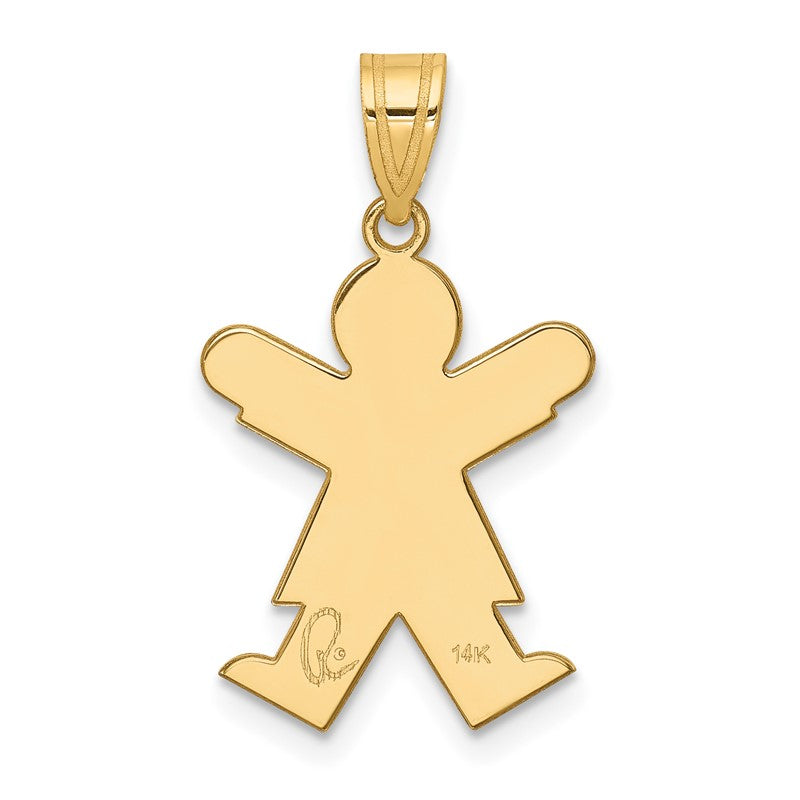 14k The Kids Solid Satin Small Girl Engravable Joy Charm XK116