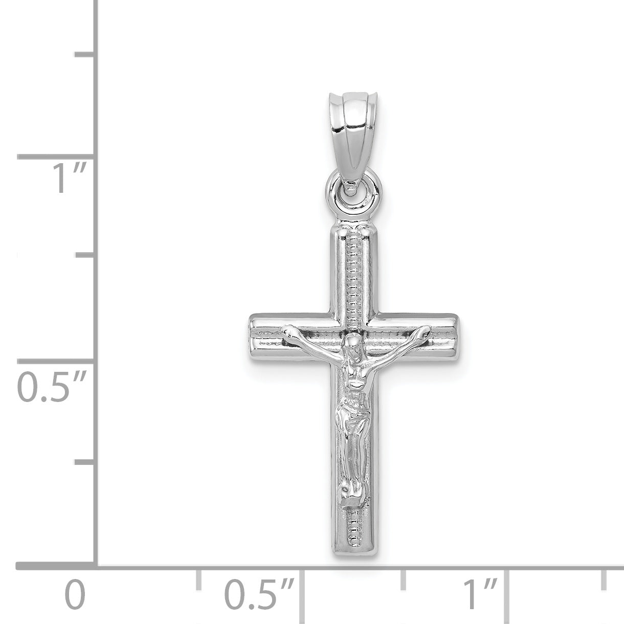 14K White Gold Hollow Crucifix Reversible to Cross Pendant D3226