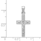 14K White Gold Hollow Crucifix Reversible to Cross Pendant D3226
