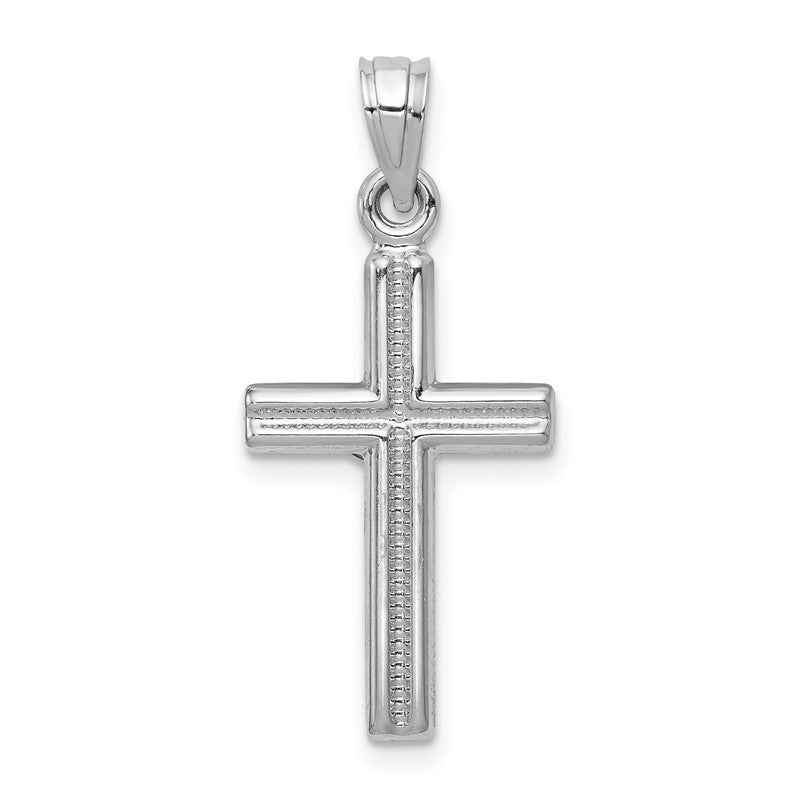 14K White Gold Hollow Crucifix Reversible to Cross Pendant D3226