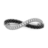 14k White Gold 1/4 carat Black and White Diamond Crisscross Ring RM5687