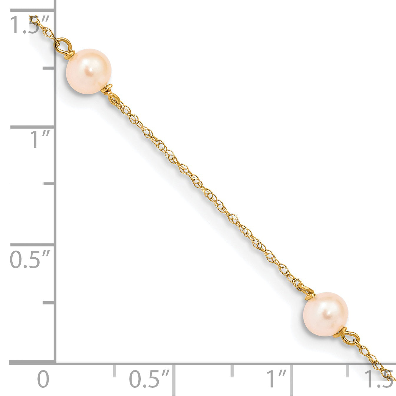 14k Madi K 5-6mm Pink Near-Round Freshwater Cultured Pearl 3-Station 6 inch Bracelet XF727