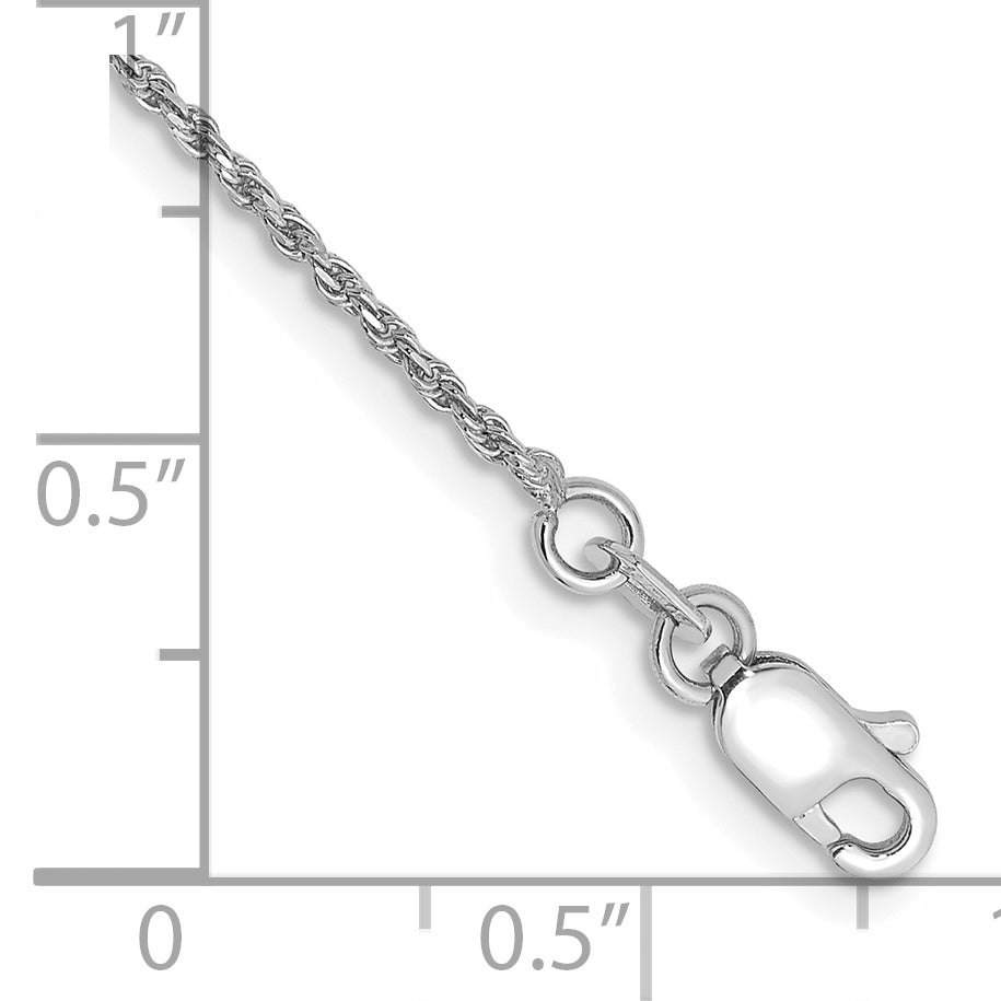 14K White Gold 10 inch 1.15mm Diamond-cut Machine Made Rope with Lobster Clasp Chain Anklet W010