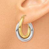 14k Two-tone Polished Double Tube Hoop Earrings Z795