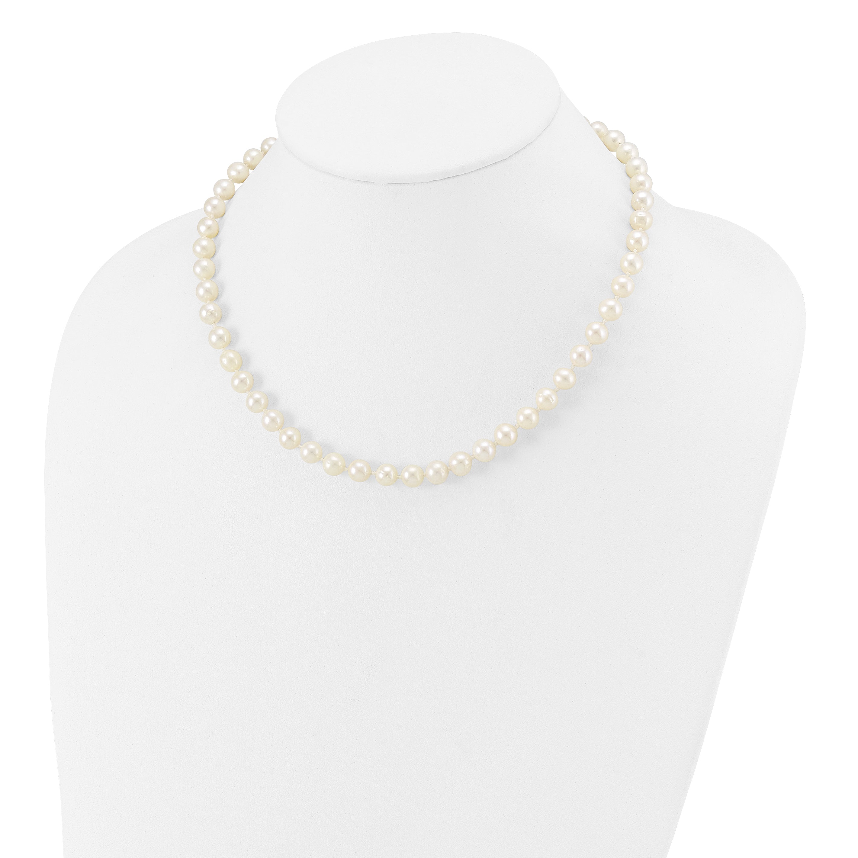 14k 7-8mm White Near-Round Freshwater Cultured Pearl 16 inch Necklace WPN070