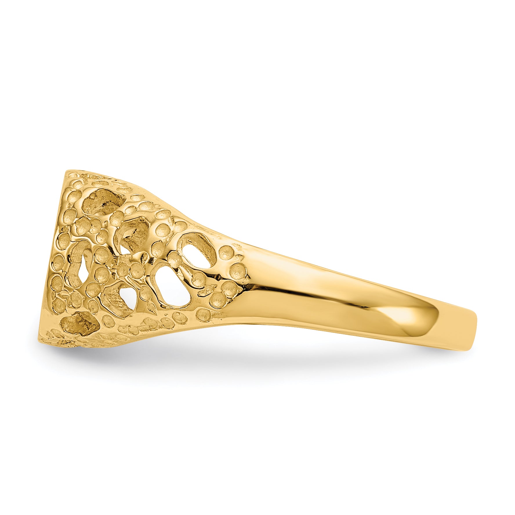 14k 7.5x7.5mm Open Back Size 4 Childs Round Filigree Signet Ring R215