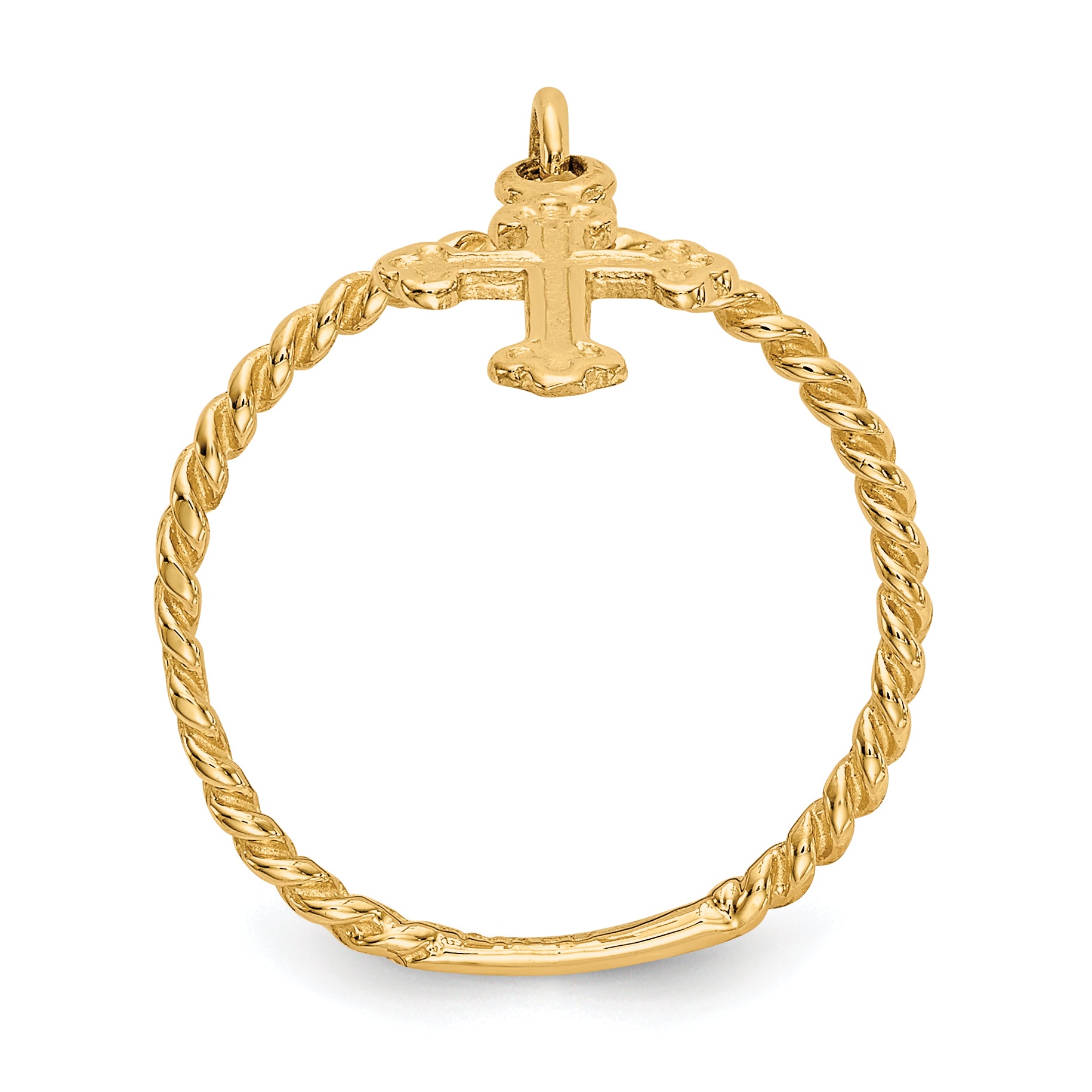 14k Cross Dangle Twisted Band Size 4 Baby / Childs Ring K5112