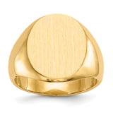 14k 14.5x17.5mm Oval Closed Back Mens Signet Ring RS126