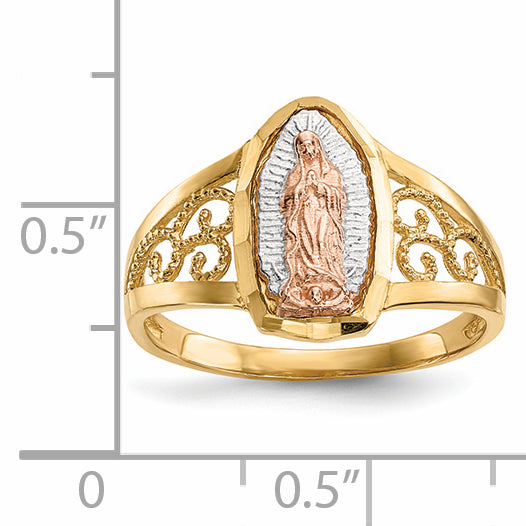 14k Two-tone with White Rhodium Our Lady of Guadalupe Ring R586