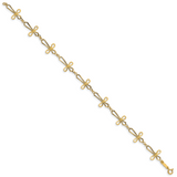 14K Diamond-cut Open Cross 7.5 inch Bracelet FB1457