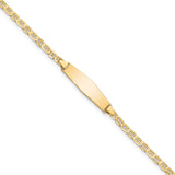 14k Polished Solid Chain/Solid Plate Flat Anchor Link Soft Diamond Shape 19.5x5.2mm Plate 7 inch ID Bracelet LID71C