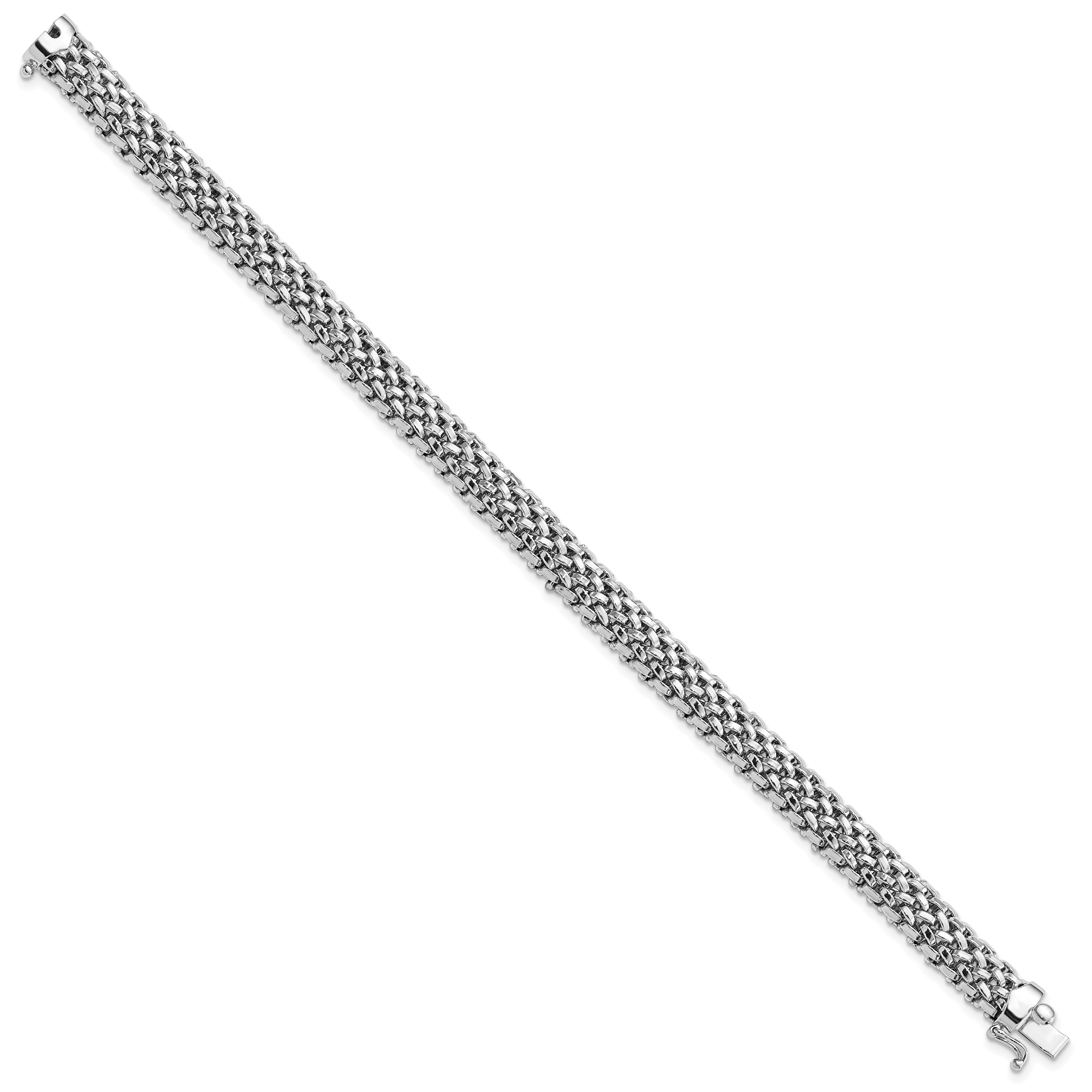 14k White Gold Polished 7mm Mesh 7.25 inch Bracelet SF601