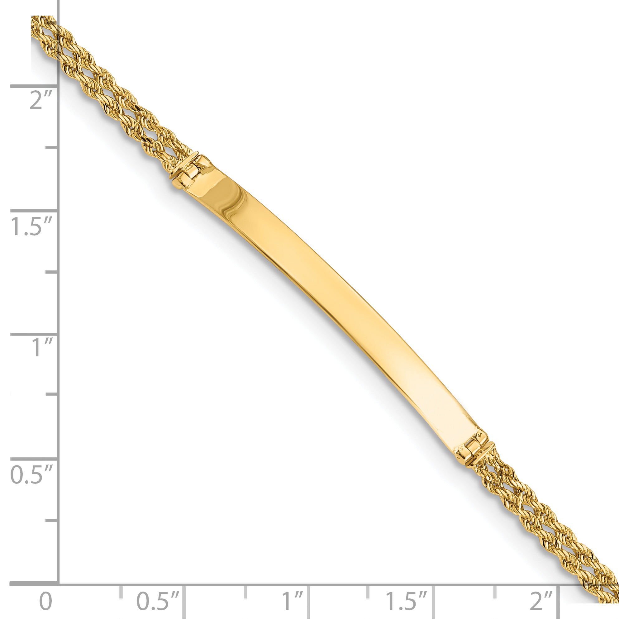 14k Polished Solid Chain/Solid Plate Two-Strand Rope 41x5mm Plate 7 inch ID Bracelet 012SD