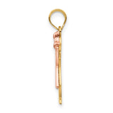14k Two-tone The Kids Small Girl with Ruffles and Bow on Right Engravable Love Charm XK397