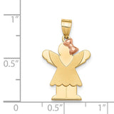 14k Two-tone The Kids Small Girl with Ruffles and Bow on Right Engravable Love Charm XK397