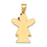 14k Two-tone The Kids Small Girl with Ruffles and Bow on Right Engravable Love Charm XK397