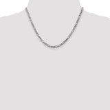 14K White Gold 26 inch 4mm Flat Figaro with Lobster Clasp Chain WFIG100