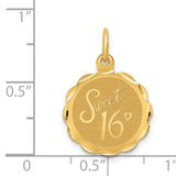 14k SWEET 16 Engravable 15mm Disc Charm XAC748