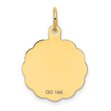 14k SWEET 16 Engravable 15mm Disc Charm XAC748