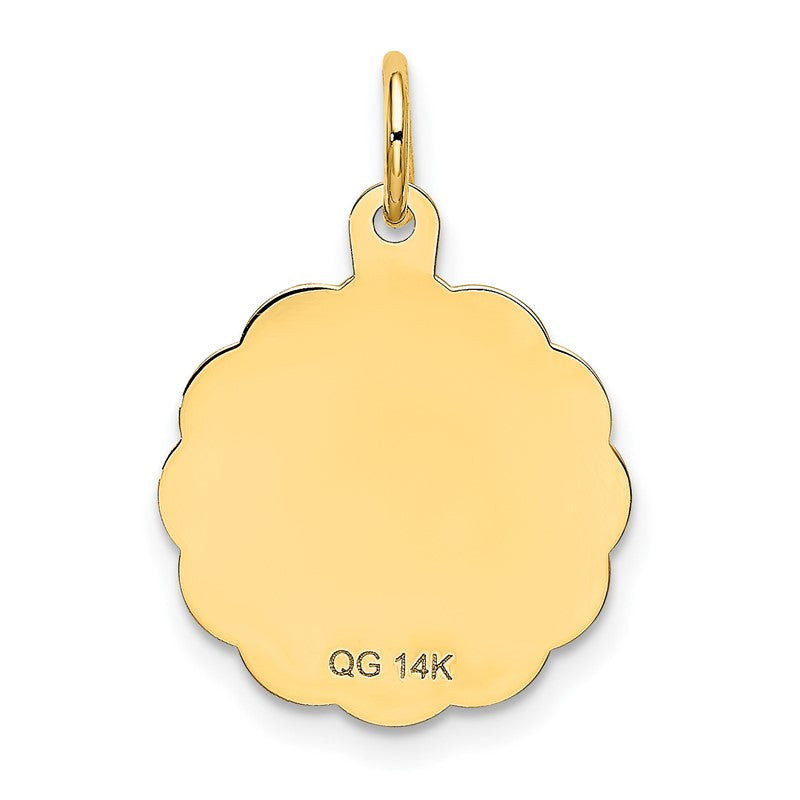 14k SWEET 16 Engravable 15mm Disc Charm XAC748
