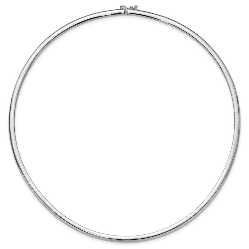 14k White Gold Polished 4mm Standard Weight 16 inch Domed Omega Necklace OW4