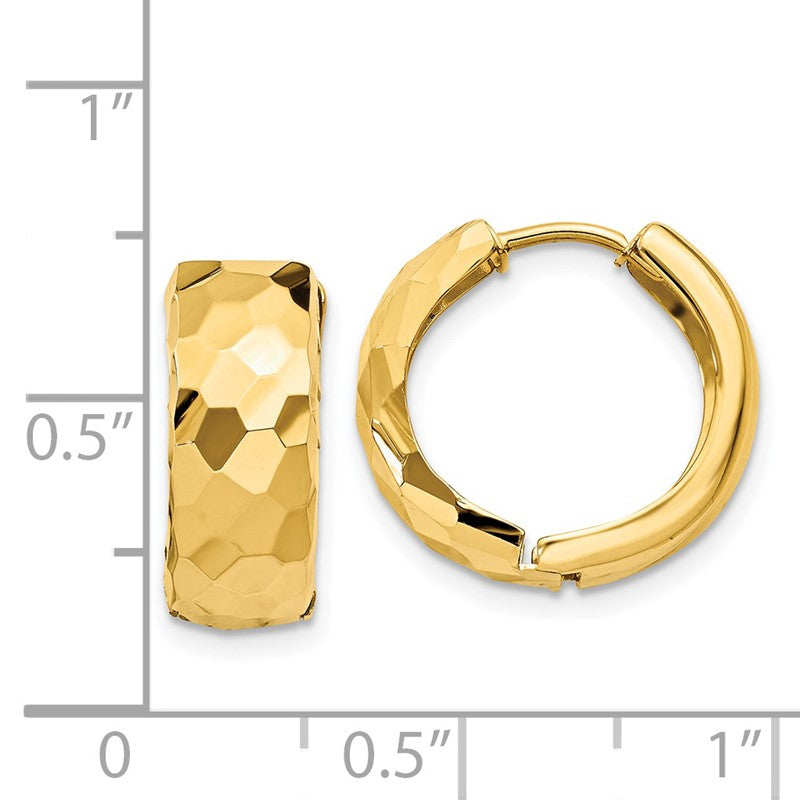 14k Faceted & Polished Hinged 6mm Hoop Earrings H786
