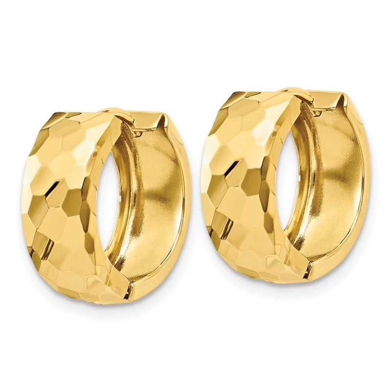 14k Faceted & Polished Hinged 6mm Hoop Earrings H786