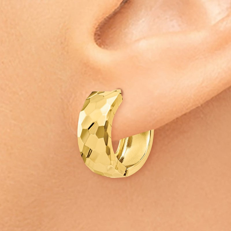 14k Faceted & Polished Hinged 6mm Hoop Earrings H786