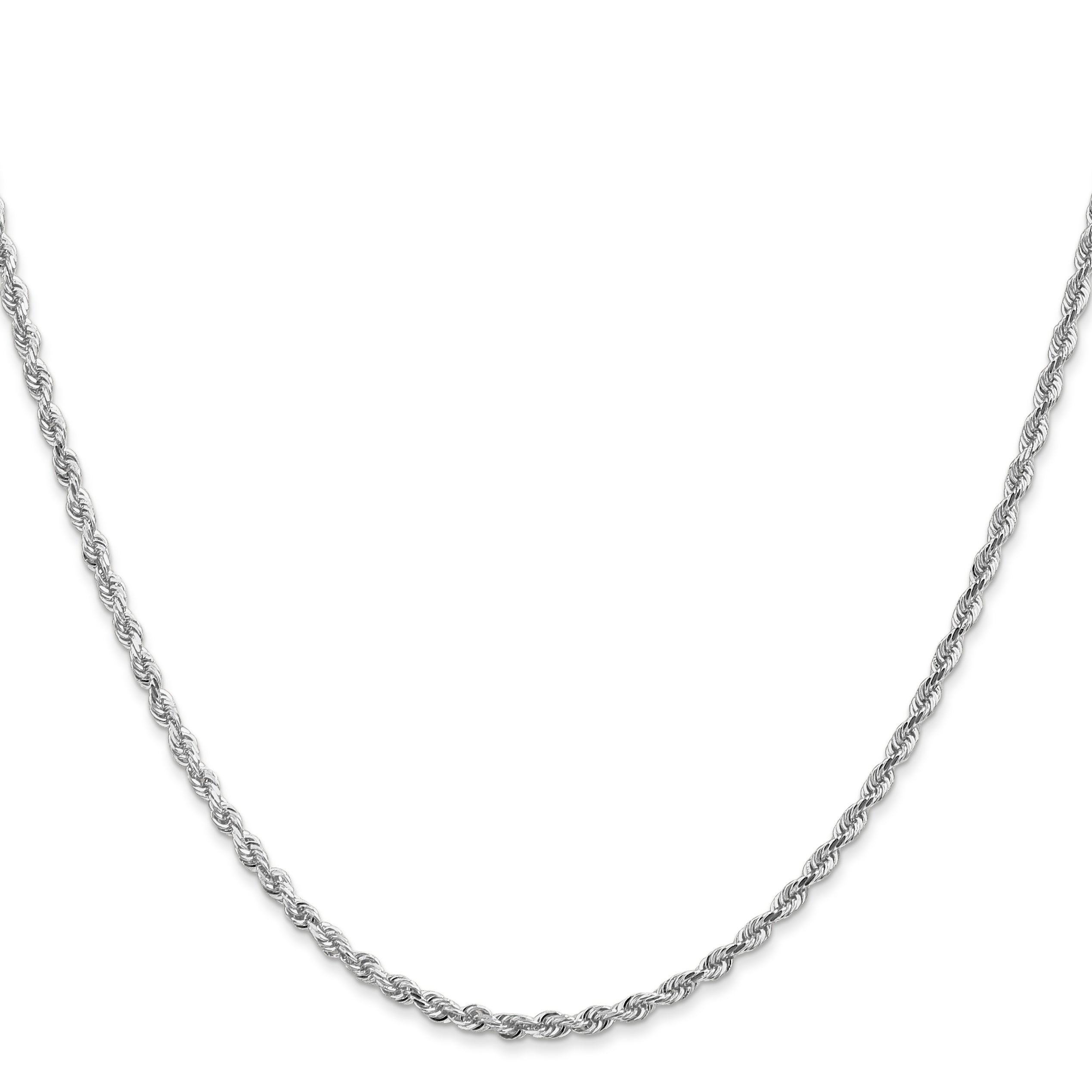 14K White Gold 10 Inch 2.25mm Diamond-cut Quadruple Rope Lobster Clasp Chain WQT018