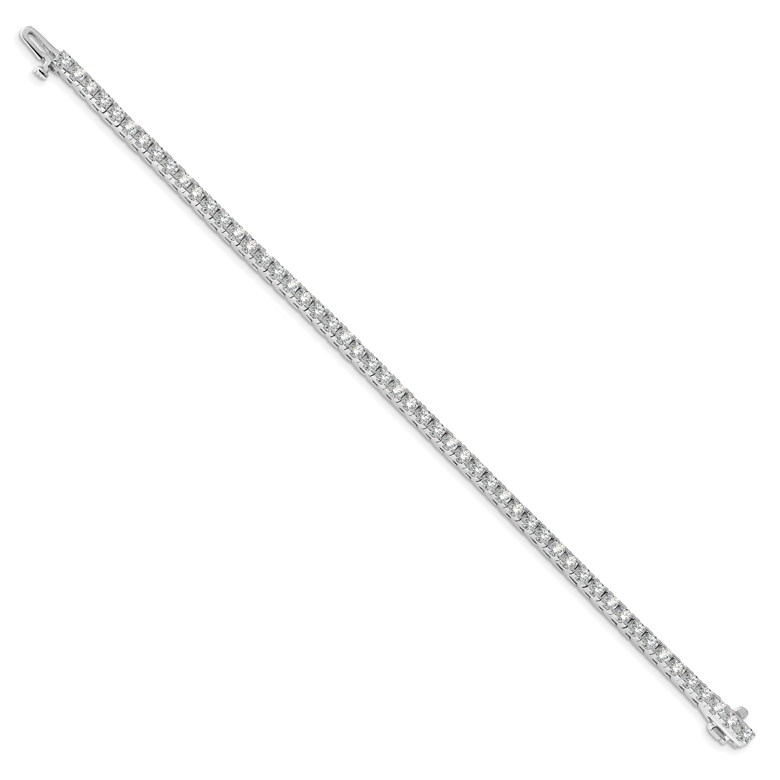 14k White Gold Complete 4.1 carat Round A Diamond 4-prong 7 inch Tennis Bracelet X733WA