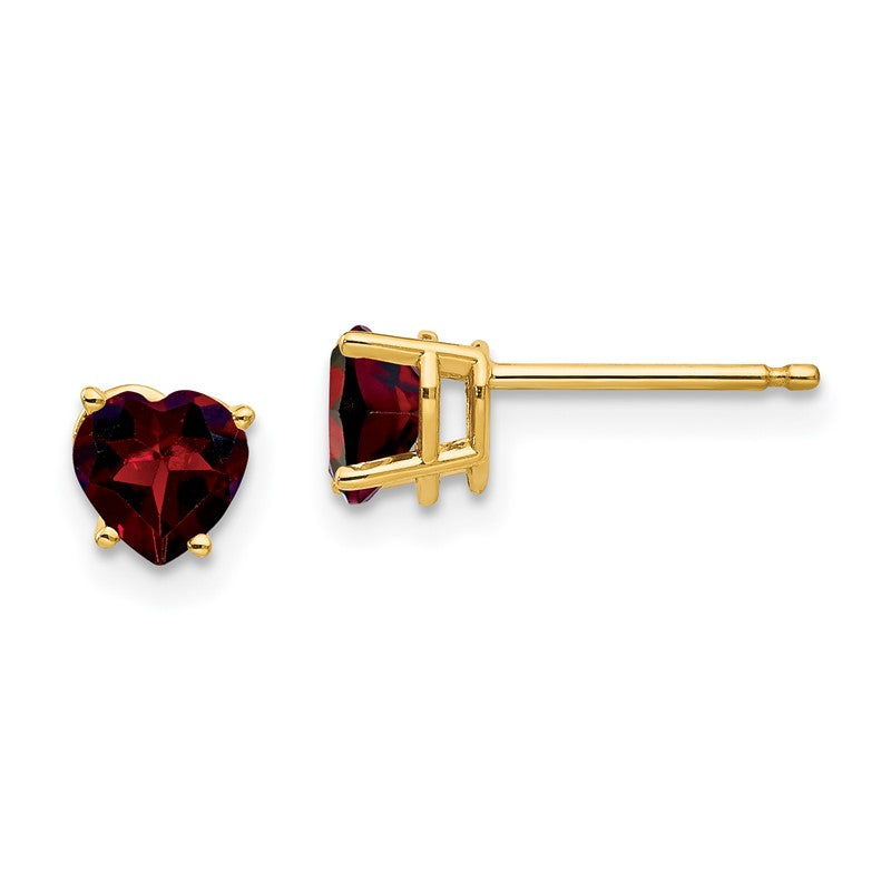 14k 5mm Heart Garnet Post Earrings XE97GA