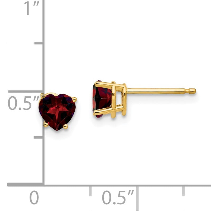 14k 5mm Heart Garnet Post Earrings XE97GA