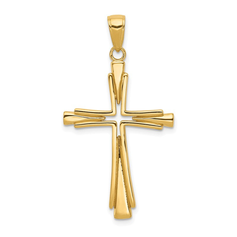 14k Polished Solid Cross Pendant D1541