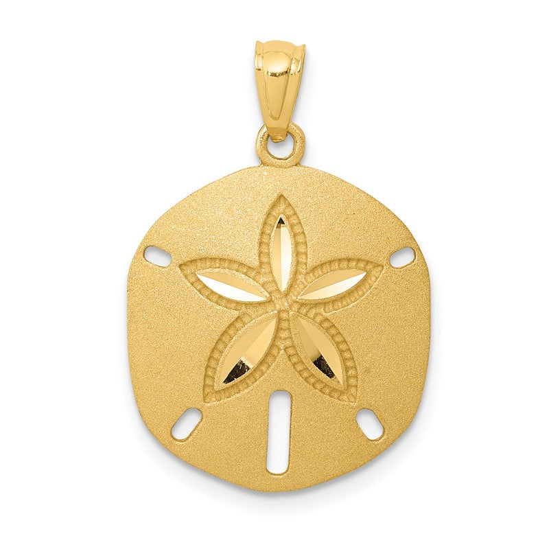 14k Satin Diamond-cut Sand Dollar Pendant K6075