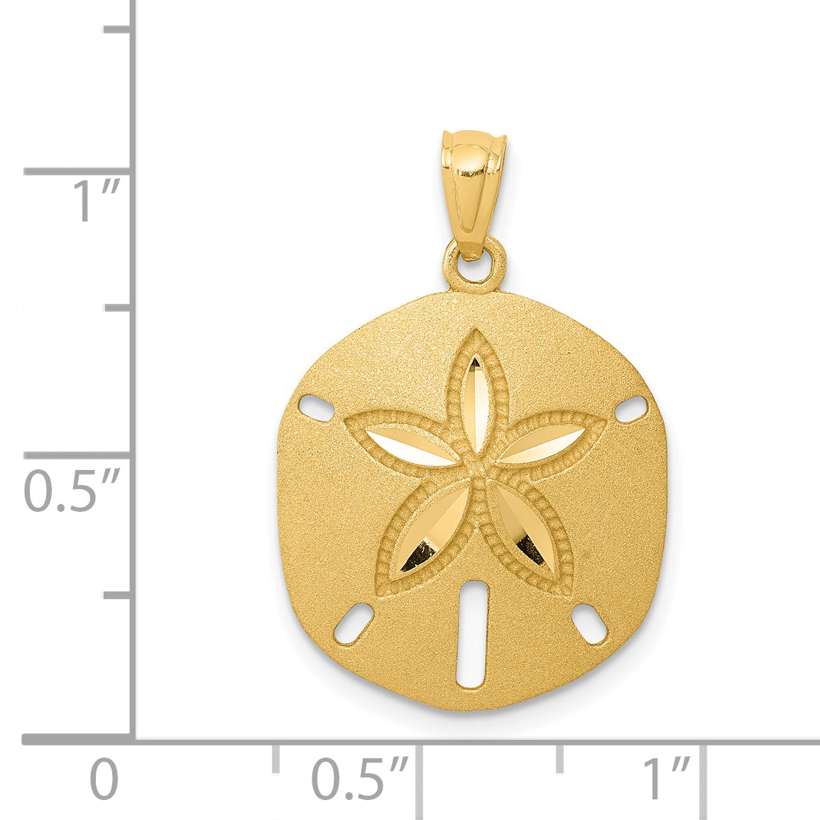 14k Satin Diamond-cut Sand Dollar Pendant K6075