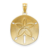 14k Satin Diamond-cut Sand Dollar Pendant K6075