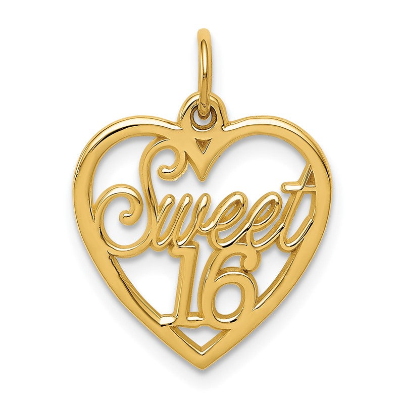 14k SWEET 16 in Heart Charm C1001