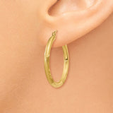 14k 2.5x24mm Satin Diamond-cut Round Tube Hoop Earrings TC244